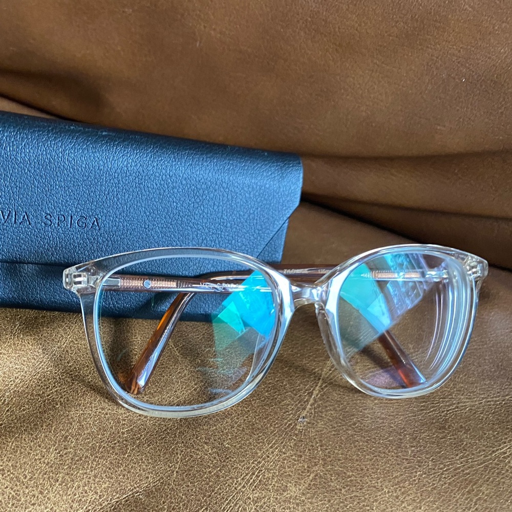 VIA SPIGA Nella 600 Clear Amber Brown Glasses Frames And Original Case